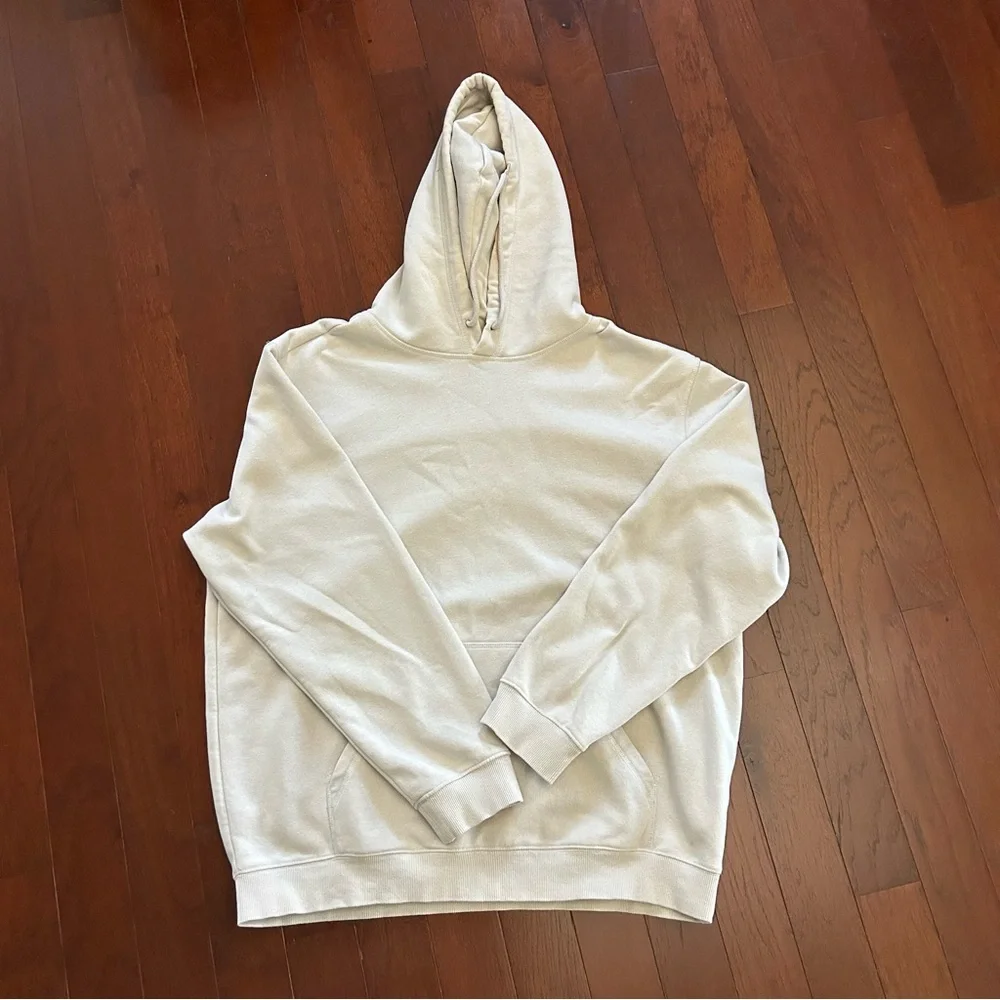 H&M Loose Fit Hoodie light beige sz large excellent used condition cotton blend - Picture 2 of 7